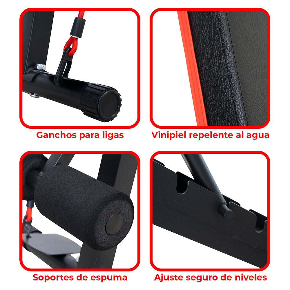 Banco Para Pesas Gym, Ajustable Multifuncional